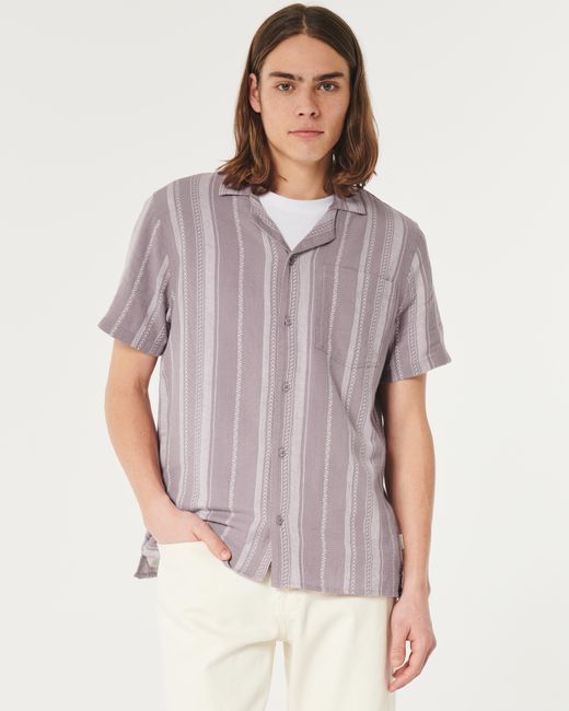 Hollister Purple Boxy Short-sleeve Striped Shirt for men