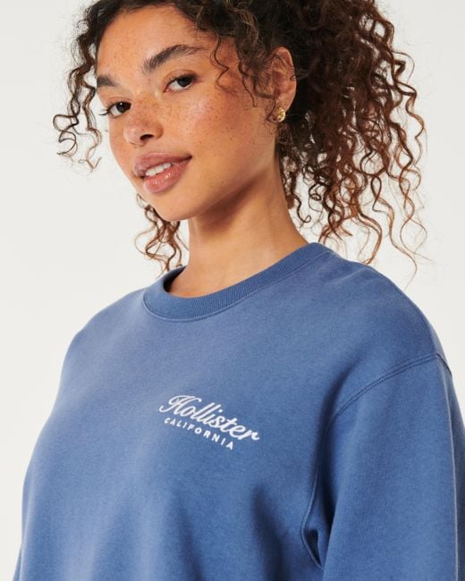 Hollister Blue Easy Logo Crew Sweatshirt