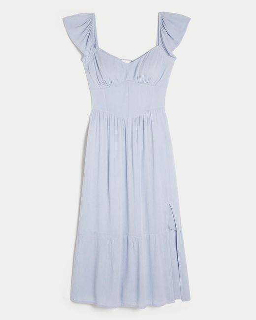 Hollister Blue Lace-up Back Midi Dress