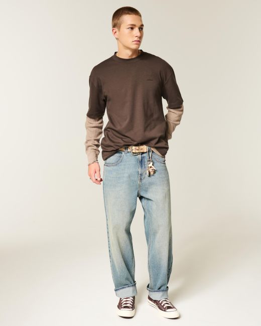 Hollister Brown Boxy Logo Cooling Tee for men