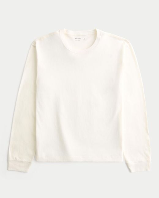 Hollister Lässiges T-Shirt mit Rundhalsausschnitt und langen Ärmeln in White für Herren