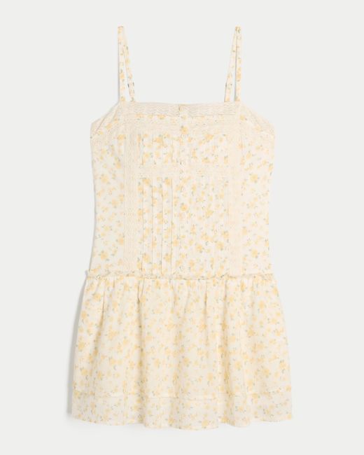 Hollister Natural Lace Trim Mini Dress
