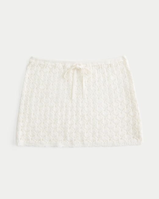Hollister Natural Crochet-style Pull-on Cover Up Skirt