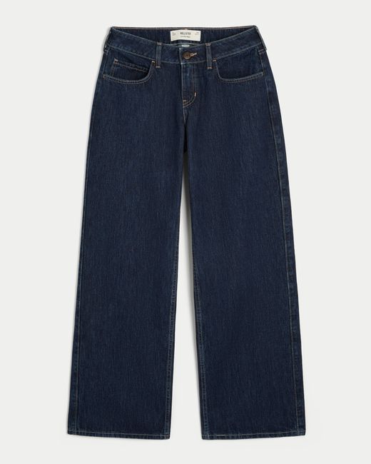 Hollister Blue Curvy Low-rise Dark Wash Baggy Jeans