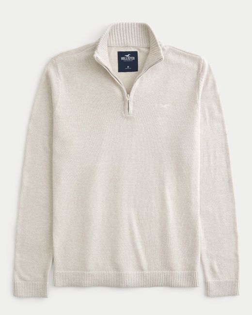 Hollister White Quarter-zip Icon Sweater for men