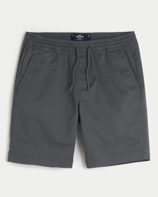 Hollister Gray Twill Pull-on Shorts 9" for men