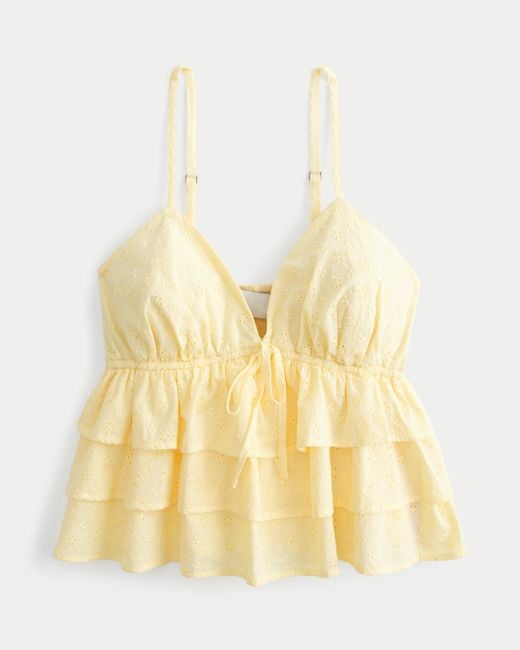 Hollister Yellow Easy Tiered Blouse