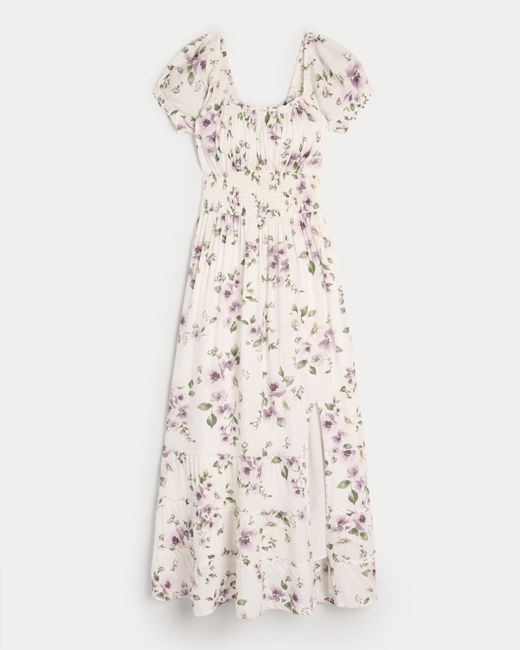 Hollister Natural Hollister Saidie Short-sleeve Tie-back Midi Dress