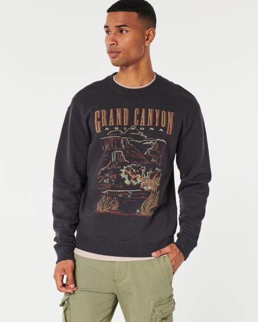 Hollister Black Grand Canyon Arizona Graphic Crew Sweatshirt for men