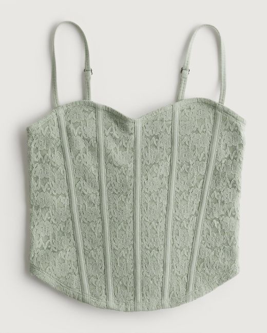 Hollister Green Lace Seamed Sweetheart Cami