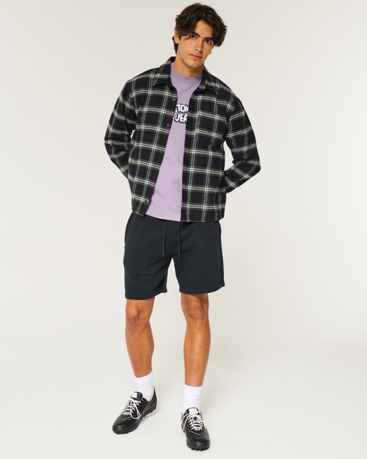 Hollister Kastiges Flanellhemd in Black für Herren