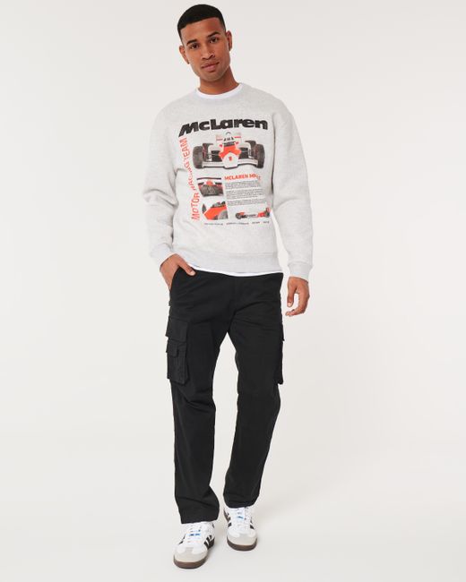 Hollister White Relaxed Mclaren Graphic Crew Sweatshirt for men