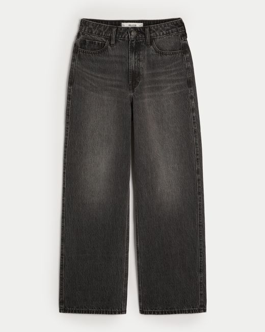 Hollister Gray Ultra High-rise Washed Black Baggy Jeans