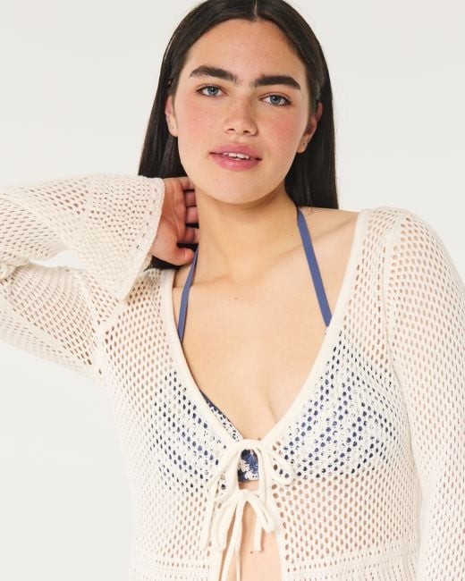 Hollister White Crochet-style Cover Up Dress