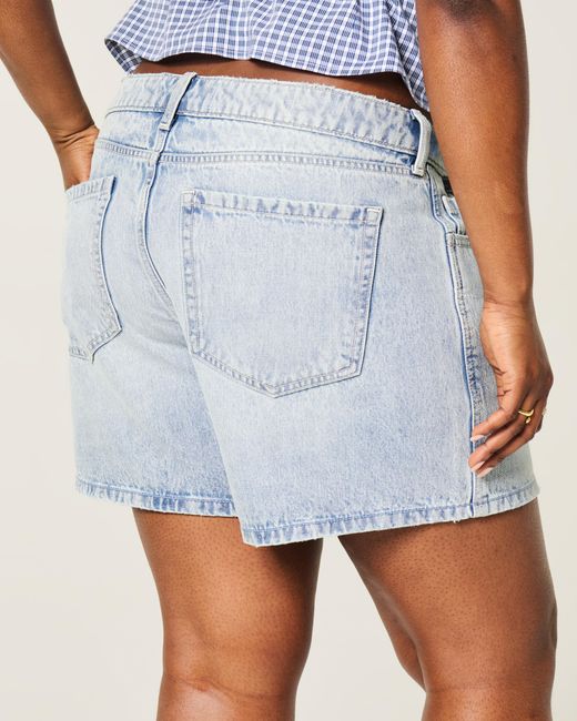 Hollister Blue Low-rise Light Wash Baggy Jean Shorts