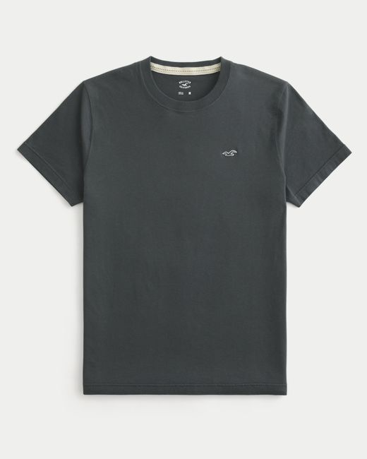 Hollister Black Cotton Icon Crew T-shirt for men