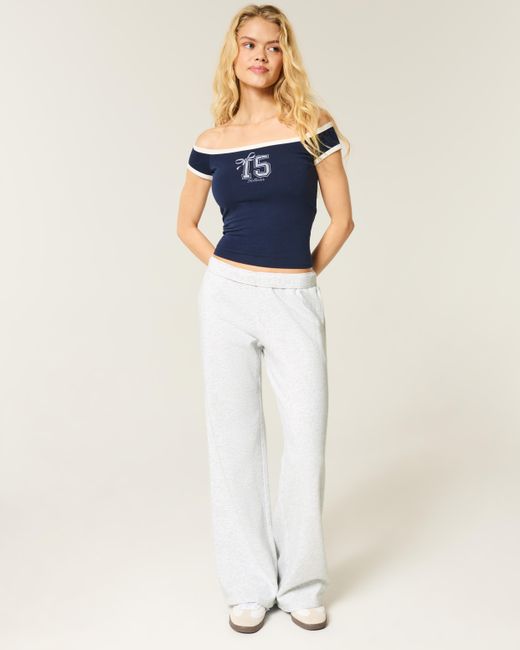 Hollister White Heart Pocket Wide-leg Sweatpants
