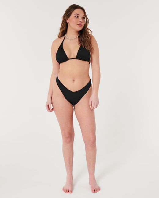 Hollister Black Ribbed Multi-way Triangle Bikini Top