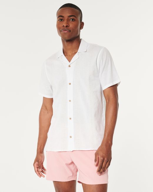 Hollister White Short-sleeve Pattern Button-through Shirt for men
