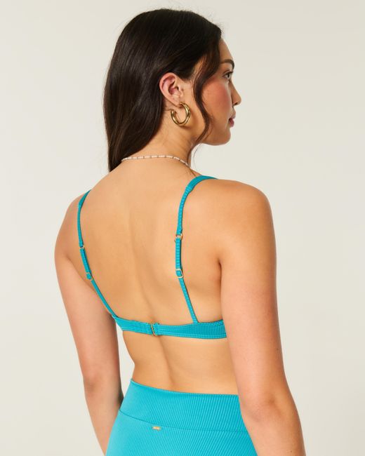 Hollister Blue Rib High Apex Underwire Bikini Top