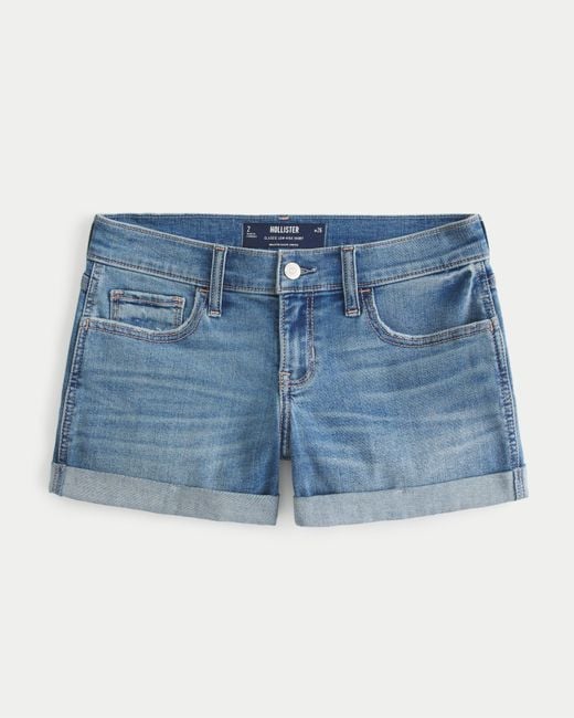 Hollister Blue Low-rise Medium Wash Denim Shorts