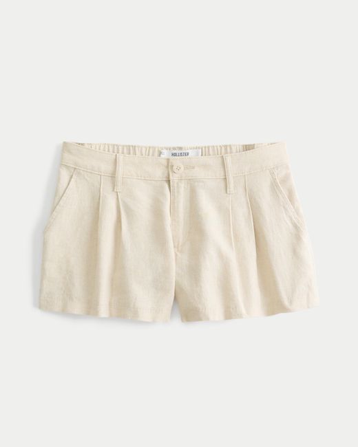 Hollister Natural Hollister Livvy Low-rise Linen-blend Shorts 3"