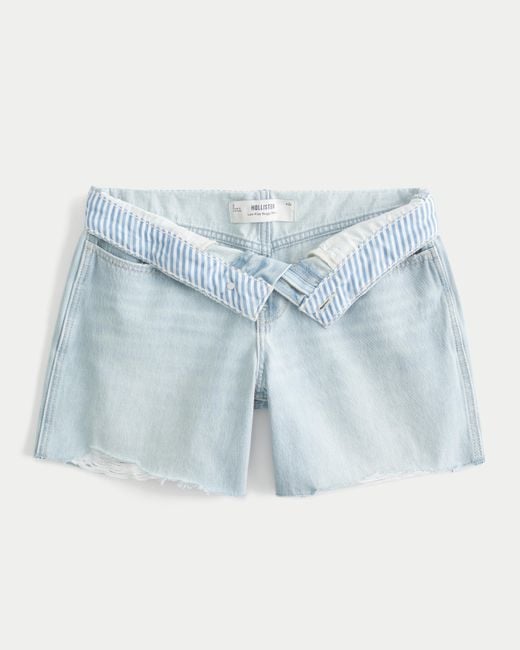 Hollister Blue Low-rise Light Wash Baggy Denim Shorts 5"