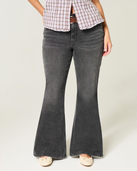 Hollister Curvy High-rise Washed Black Flare Jeans