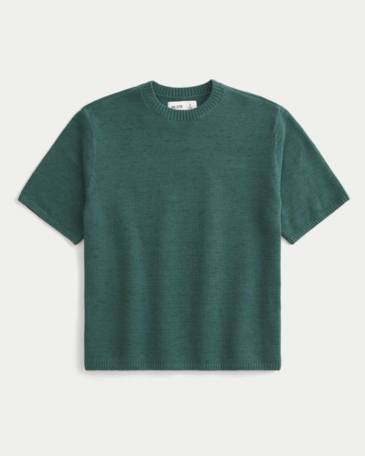 Hollister Green Boxy Crew Sweater T-shirt for men