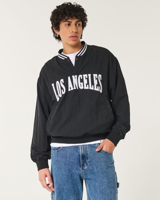 Hollister Black Los Angeles Graphic Popover Jacket for men