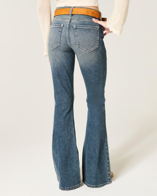 Hollister Blue High-rise Medium Wash Flare Jeans