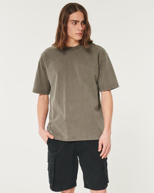 Hollister Schweres, kastig geschnittenes T-Shirt aus Baumwolle mit Rundhalsausschnitt in Gray für Herren