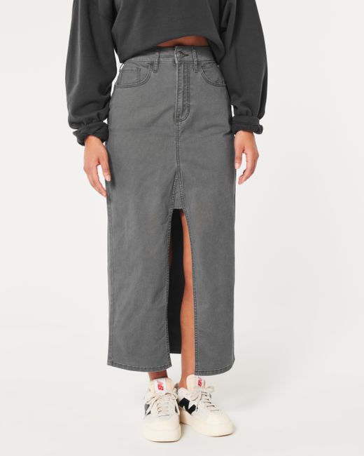 Hollister Gray Twill Maxi Skirt