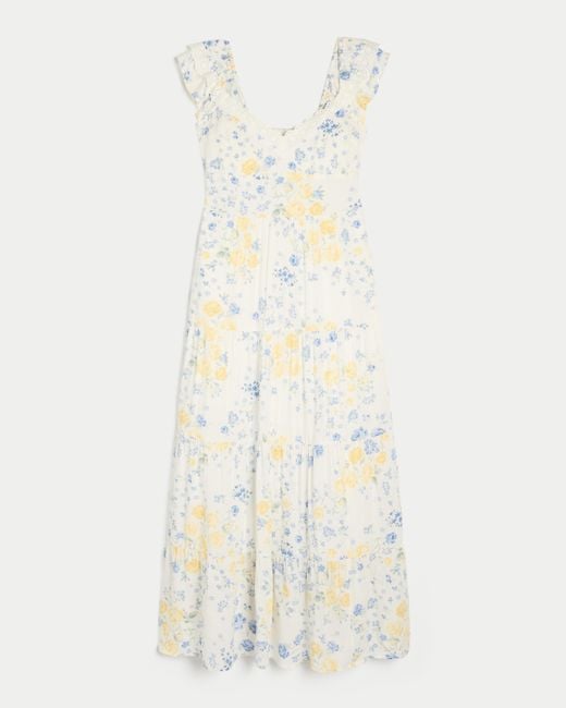 Hollister White Short-sleeve Midi Dress