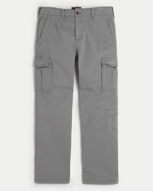 Hollister Gray Straight Heavyweight Cargo Pants for men