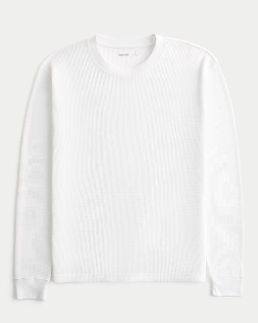 Hollister White Long-sleeve Thermal Crew T-shirt for men