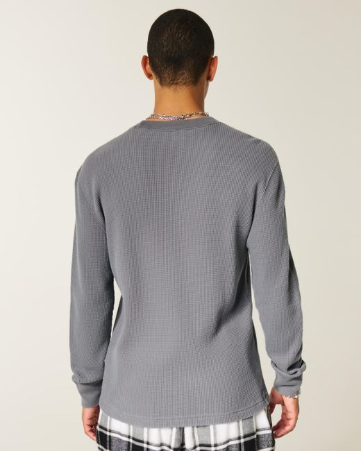 Hollister Gray Relaxed Long-sleeve Thermal Crew T-shirt for men