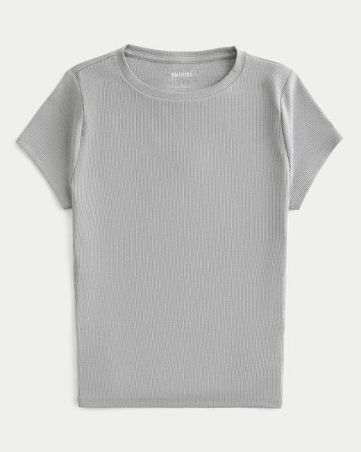 Hollister Gray Ribbed Seamless Fabric Crew Top