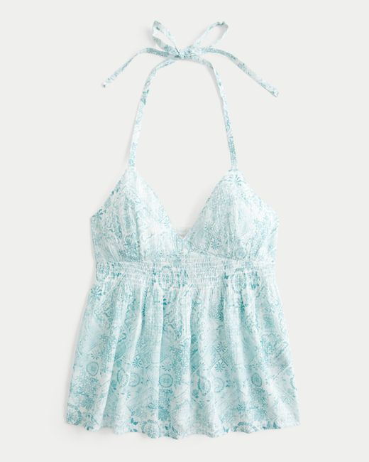 Hollister Blue Halter Babydoll Top