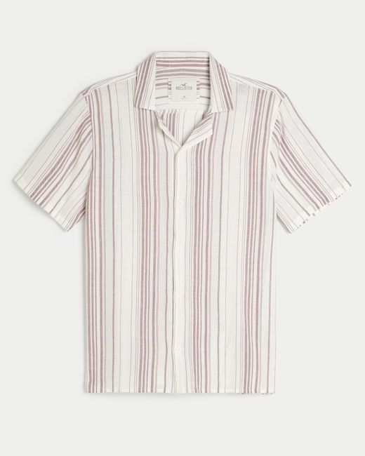 Hollister White Short-sleeve Striped Button-through Shirt for men