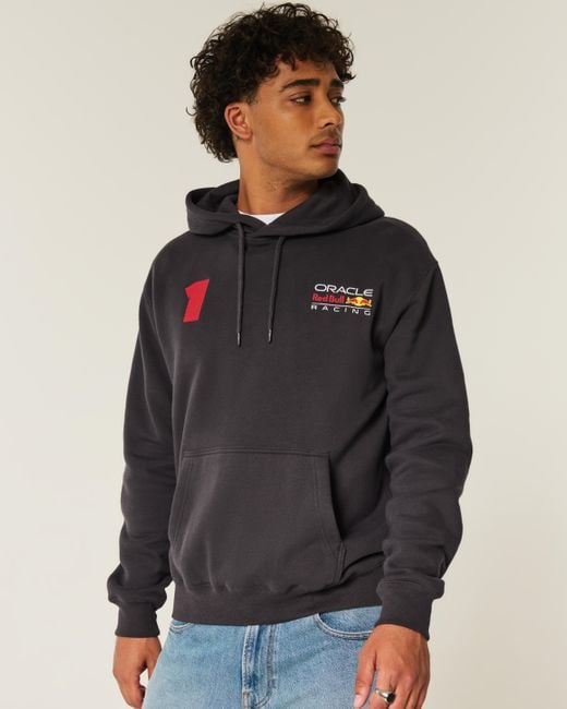 Hollister Lässiger Hoodie mit Oracle Red Bull Racing-Grafik in Black für Herren
