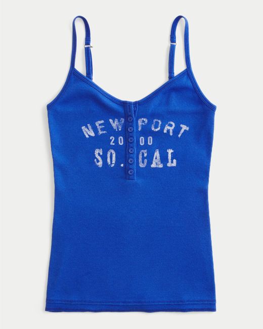 Hollister Blue Newport Graphic Henley Cami