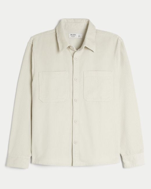 Hollister White Relaxed Corduroy Overshirt for men