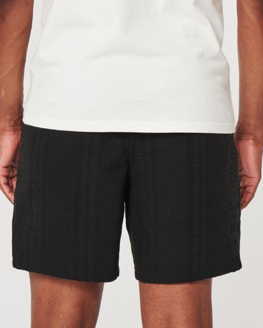 Hollister Black Seersucker Shorts 7" for men