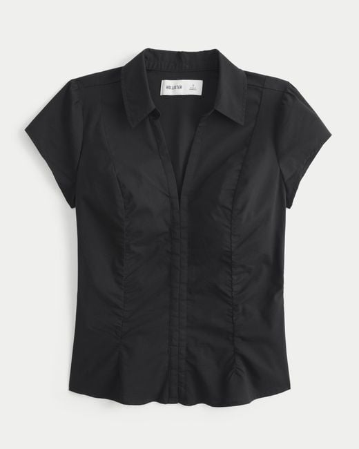 Hollister Black Short-sleeve Ruched Shirt