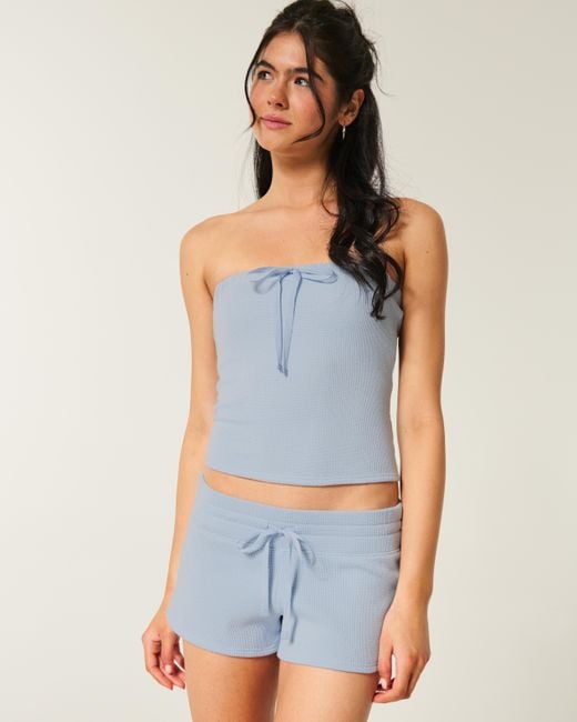 Hollister Blue Gilly Hicks Kuschelige Shorts mit Waffelmuster
