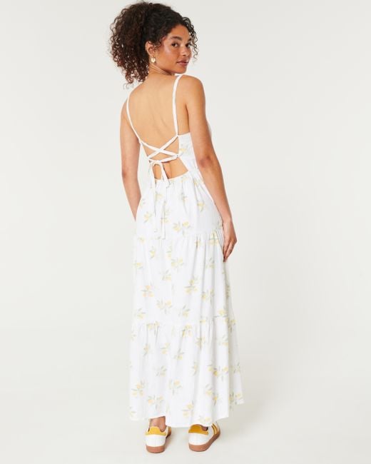 Hollister Linen-blend Open Back Maxi Dress in White | Lyst UK Hollister Linen-blend Open Back Maxi Dress in White | Lyst UK
