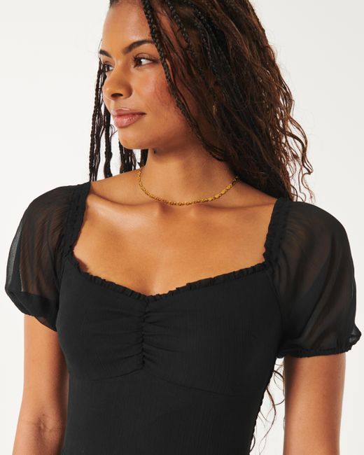Hollister Black Short-sleeve Midi Dress