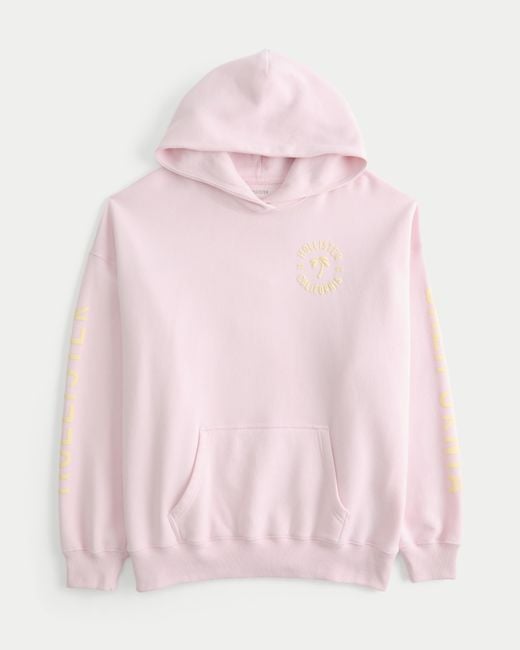 Hollister Pink Hollister Feel Good Oversized Logo Graphic Hoodie
