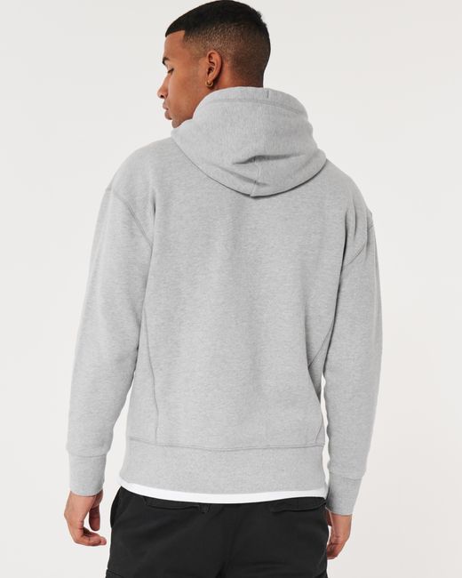 Hollister Gray Relaxed Heavyweight Hoodie for men
